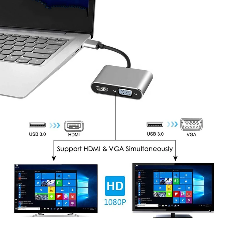 32/64bit Equipped with CD Drive USB 3.0 to Display Adapter Converter for WindowsXP/Vista /Win7 / Win8 Cuifati USB 3.0 to Cable 32/64bit