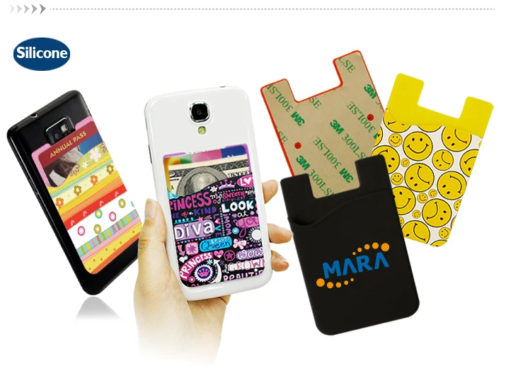 Customized Silicone Mobile Phone Sticker Card Holder With 3m Sticker