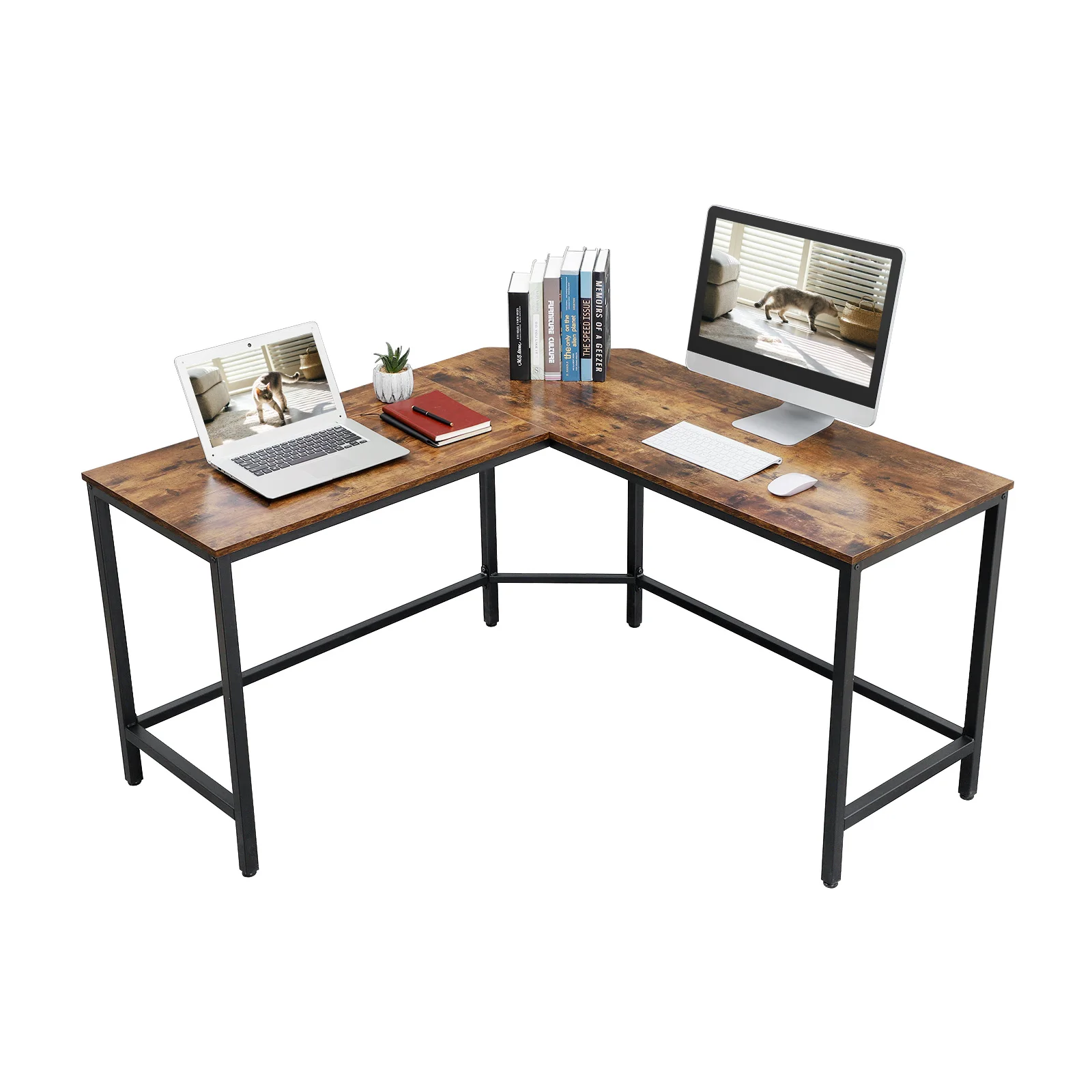 Vasagle Industrial L Shaped Writing Workstation Corner Study Desk