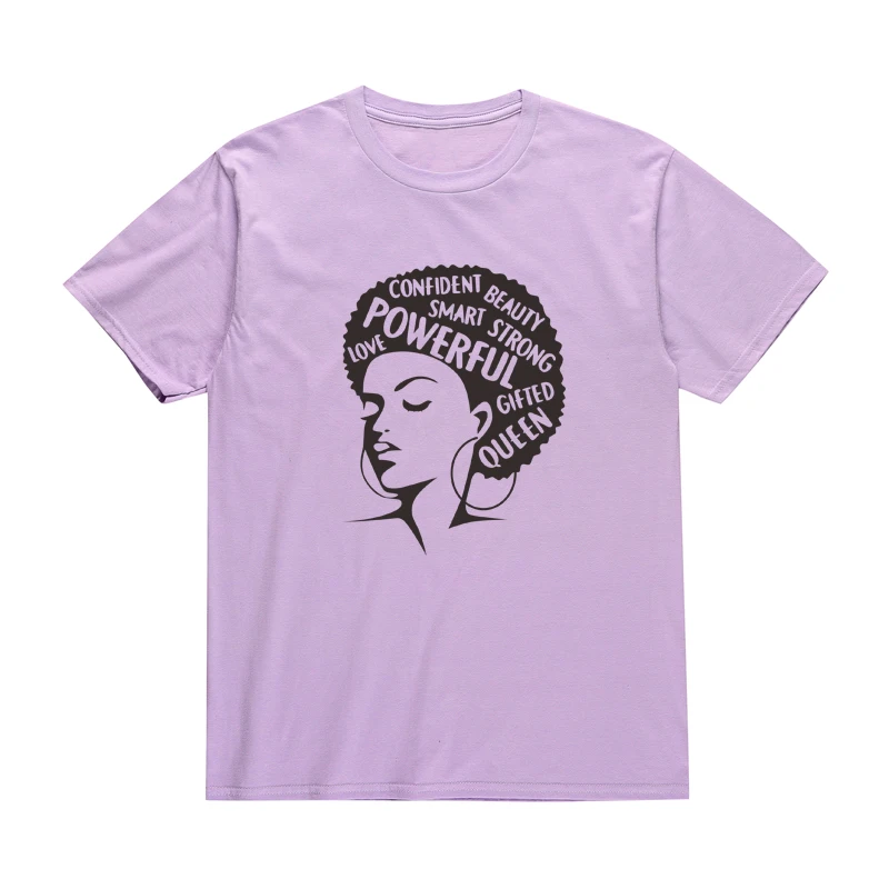 Powerful Afro Lady T Shirt Womens Feminist Melanin Tee Shirts Black ...