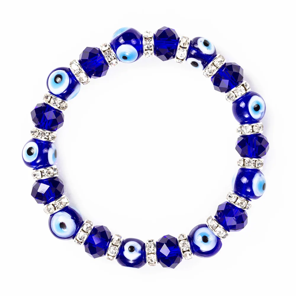 Couple Jewelry Turkish Navy Blue Evil Eyes Rhinestone Beaded Crystal Bracelet Buy Evil Eyes