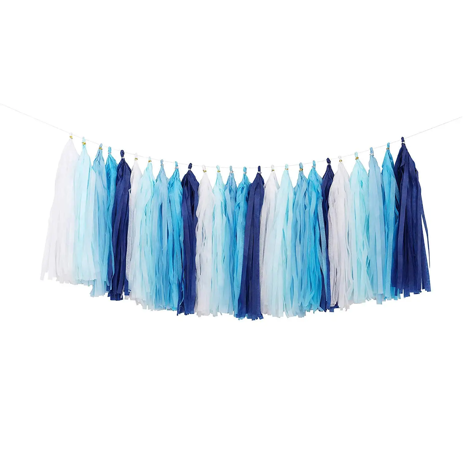25pcs Navy Blue White Tissue Paper Tassel Garland Hanging Tassel Banner