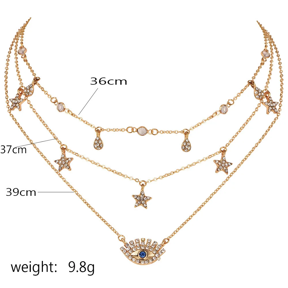 Fashion Gold crystal star eye jewelry necklace For Women N95167
