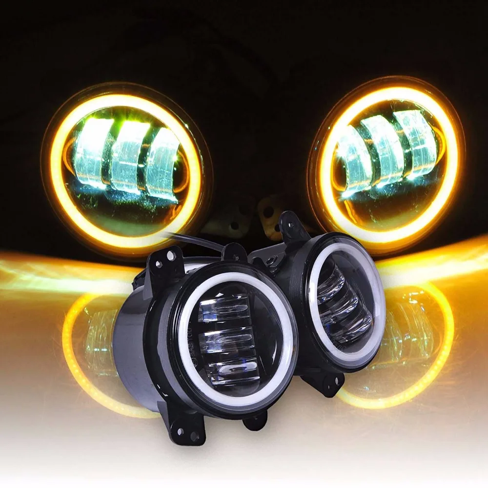 30W 4 Inch LED Passing Fog Light with White DRL Amber Turn Signal Lamp Use for Jeep Wrangler JK LJ TJ Chrysler Car