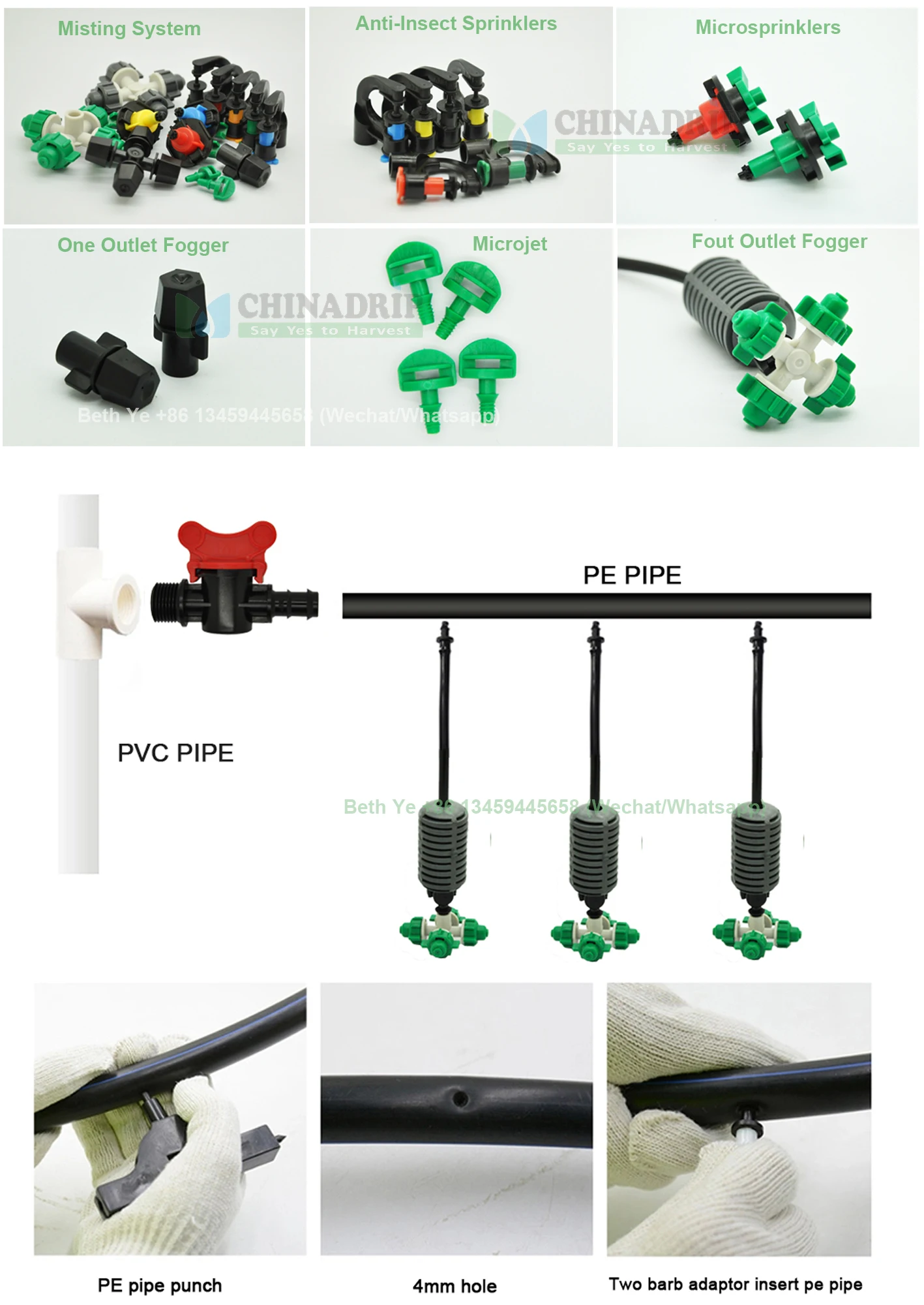 Cross Atomization Foggers With 4 Ways Watering Mist Nozzle For Drip