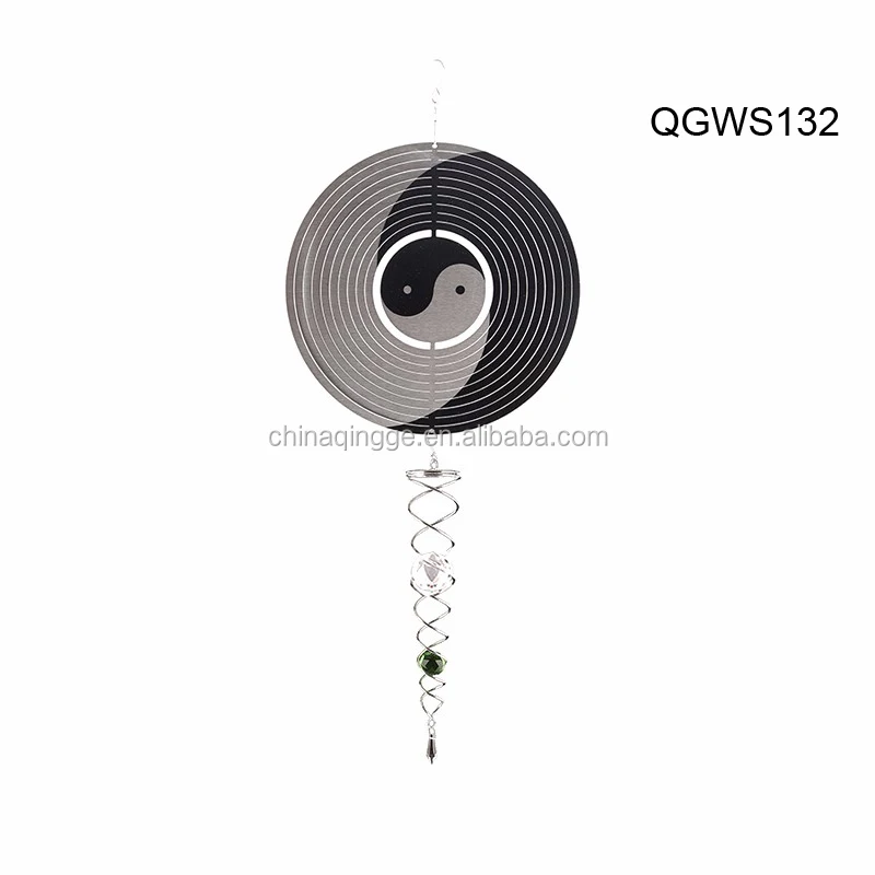 3d Metal Wind Spinner With Wind Twister Double Crystal Glass