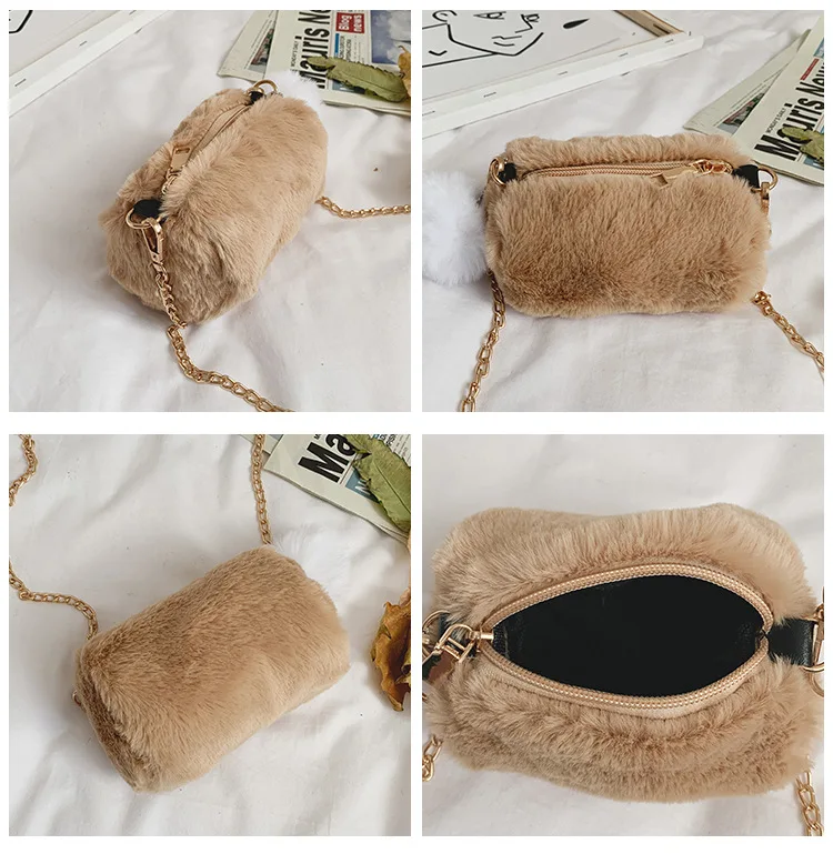 Lovely Kids Small Crossbody Bag Young Baby Coin Bag Fur Girls Fluffy ...