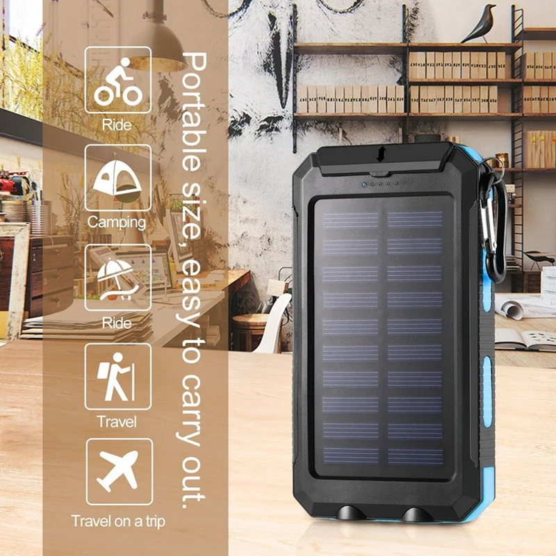 Amazon Hot Sale Power Bank Solar Waterproof 20000mah With Dual Led Lights Solar Charger Bank USB Lighter - ANKUX.COM
