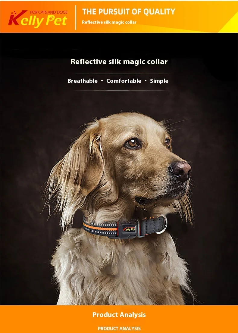 Kellypet Reflective Silk for Velcro Dog Training Collar Breathable Pet Mesh Padded Lights Classic Print Made Durable Polyester f