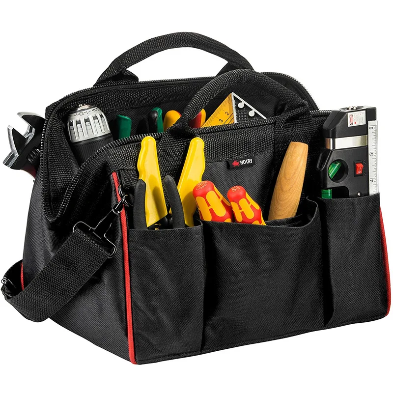 Carrier And Organizer Heavy Duty Tool Bag For Tools With Wide Mouth For