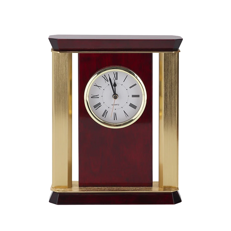 Corporate Gift Vintage Quartz Dark Red Wooden Desk Clock| Alibaba.com