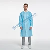 Professional manufacture sky blue sms lab coat with Knitted Cuff and Collar