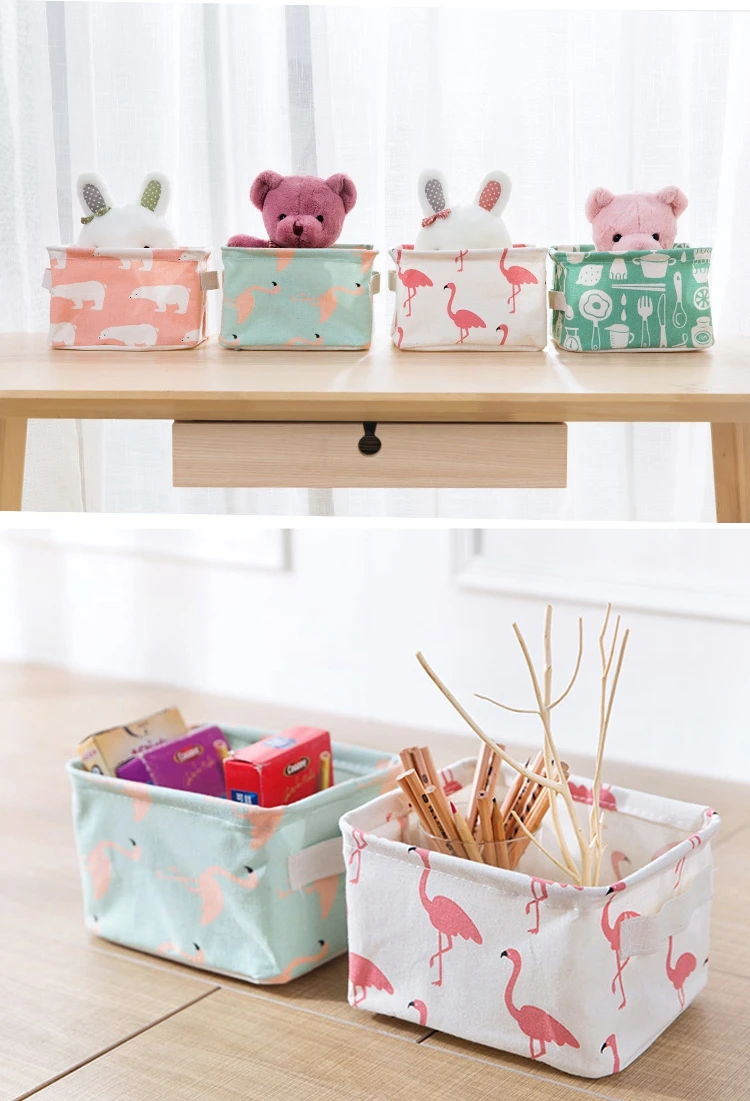 Cotton and linen storage basket sundries toys storage fabric desktop cosmetics storage box