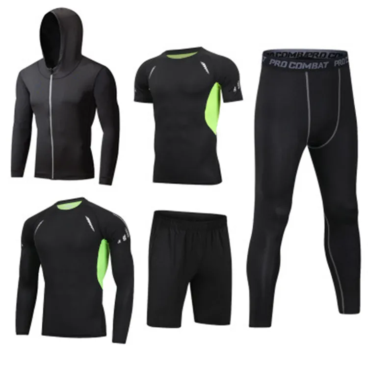 Wholesale Men 5 Pieces Sport Clothing Quick Dry Long Sleeve Gym Fitness ...