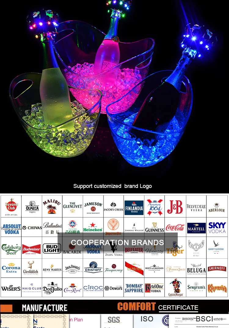 Acrylic Led Lighting Led Ice Bucket With Handle Acrylic Ice Bucket Logo