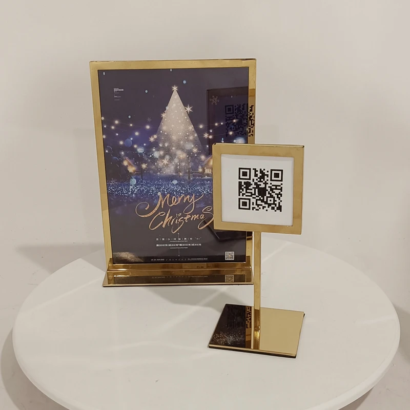 Customized Countertop Metal Qr Code Holder Payment Qr Code Display
