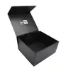 High quality custom gift rectangle folding black paper shoes box with magnets closure