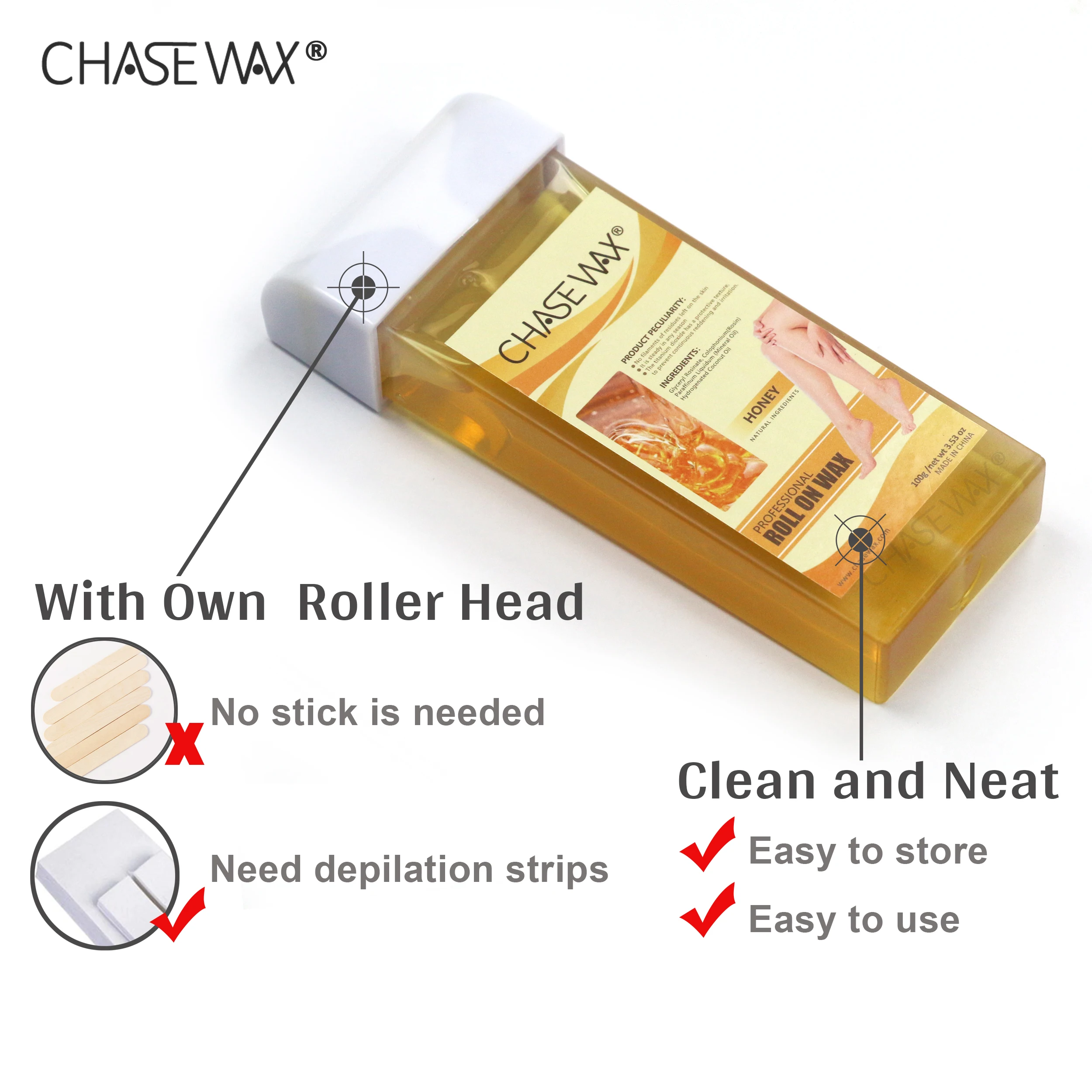 Roll On Wax Hair Removal Wax Cartridge Depilatory Wax Roller Refill For