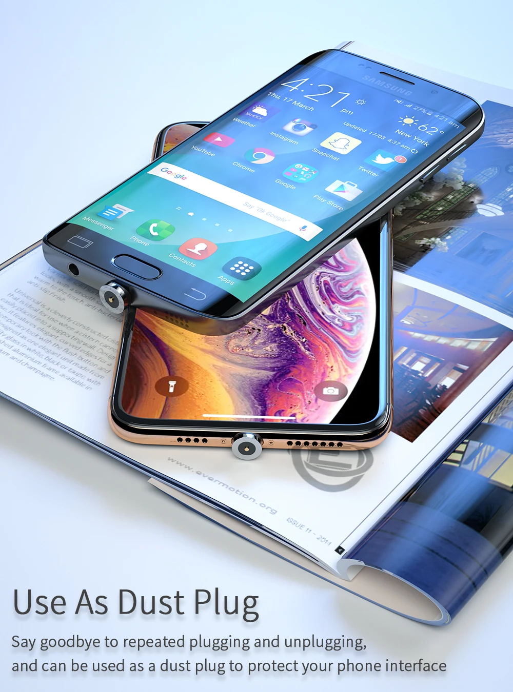 3 in 1 magnetic usb cable 3A fast charge 540 degree rotation magnet data lines magnetic charging cable - ANKUX.COM