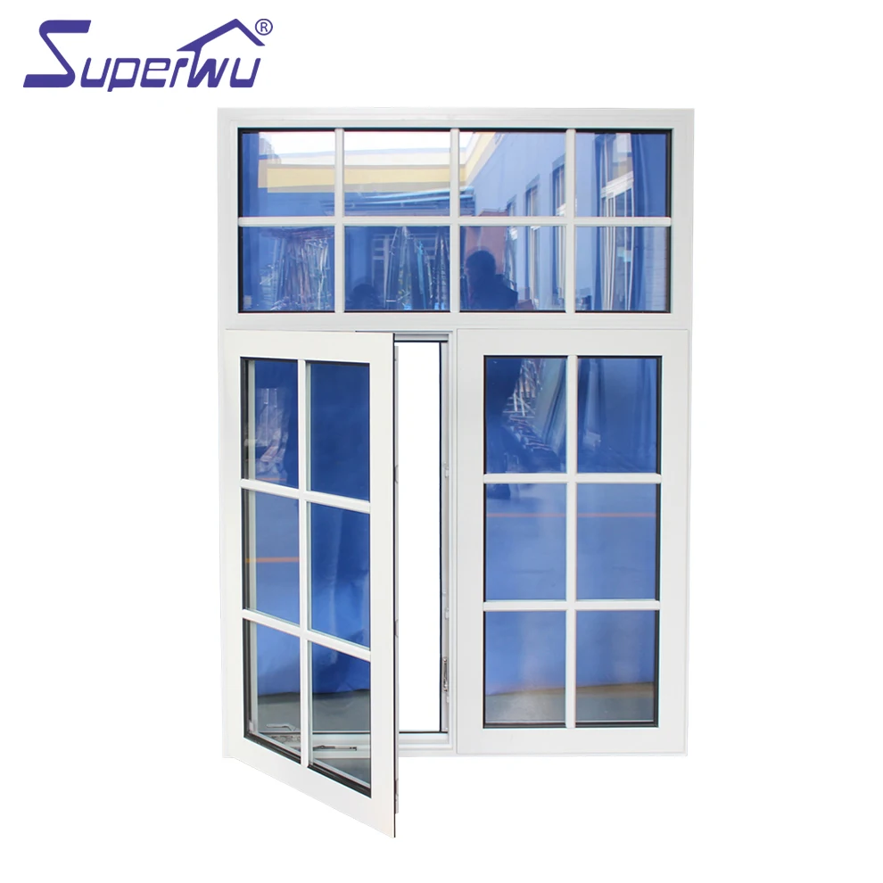 Thermal break double glazed aluminum hinge windows with fixed part casement window