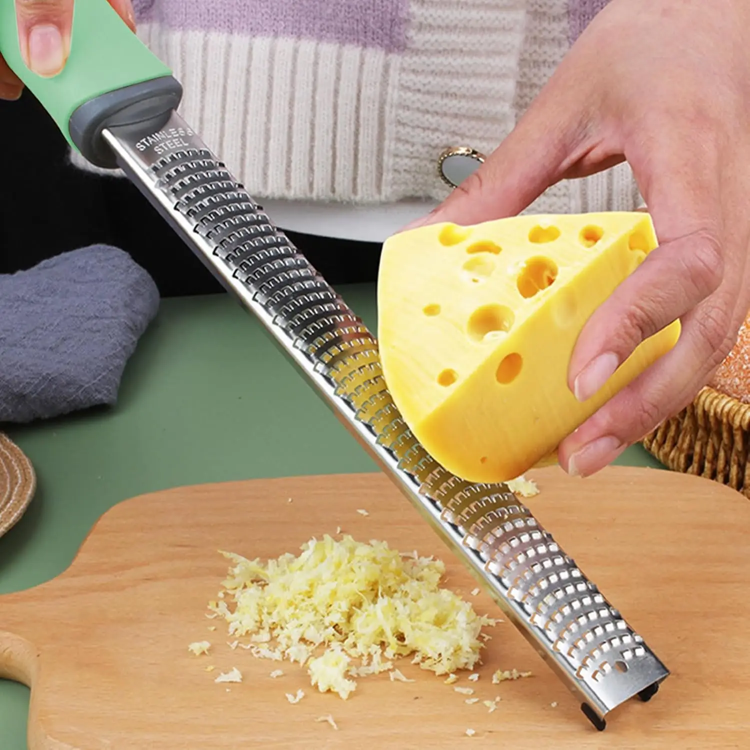 Multifunction Premium Stainless Steel Cheese Grater Slicer Handheld Fine Citrus Zester with PP Handle for Kitchen Restaurant details