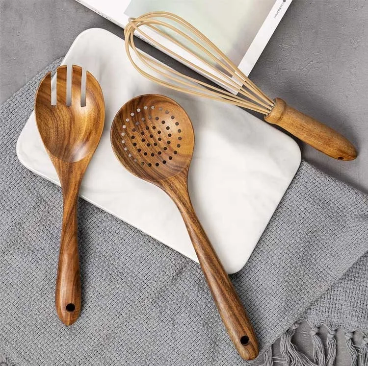 natural teak wood utensils