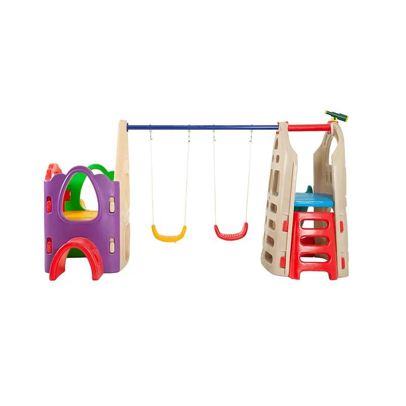 High Quality Children Indoor/outdoor Plastic Double Slide Playground Kids Slide And Swing Set