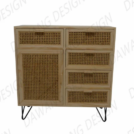 
Layered rattan storage cabinet 