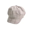 Old fashion classic army hat stripped checked peaked cap octangnal vintage beret dad hat