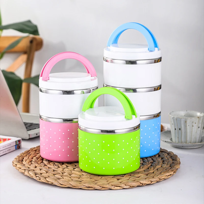 Round Airtight School Tiffin Lunch Box Food Carrier Metal Stainless ...