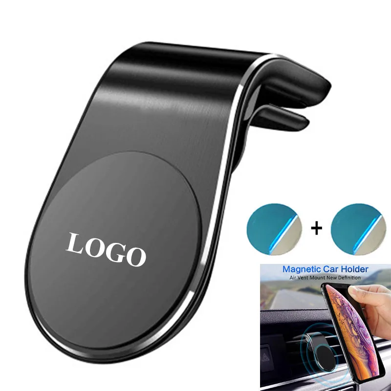 

Top Seller Luxury Magnetic L Shape Air Vent Clip Mount Stand in Car Accessories Magnet GPS Mobile Cell Phone Holder