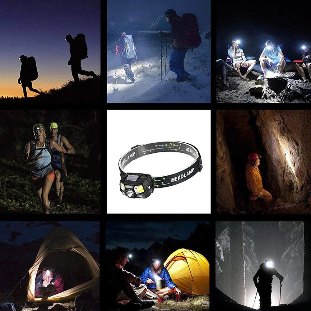 New Waterproof Motion Sensor LED Headlamp for Outdoor Activities Built-in Rechargeable Battery factory