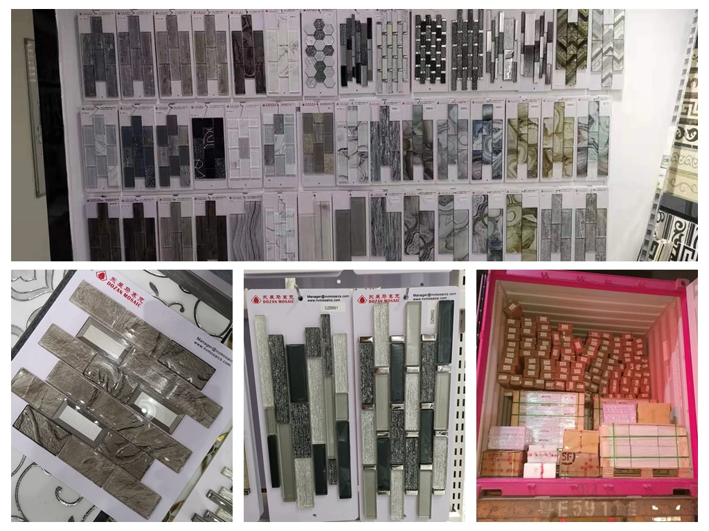 Mosaic Wall Tiles Decoration Glass Pattern Mosaic Grey colour Art glass tile for showroom