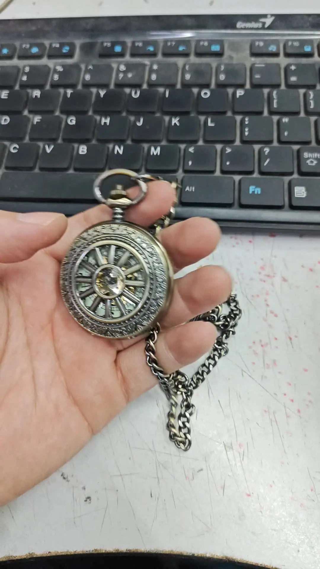 Men's Gift Vintage Copper Skeleton Automatic Mechanical Pocket