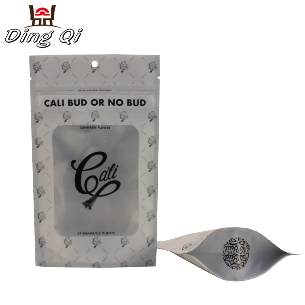 High quality custom printed white aluminum foil child resistant pouch with clear window