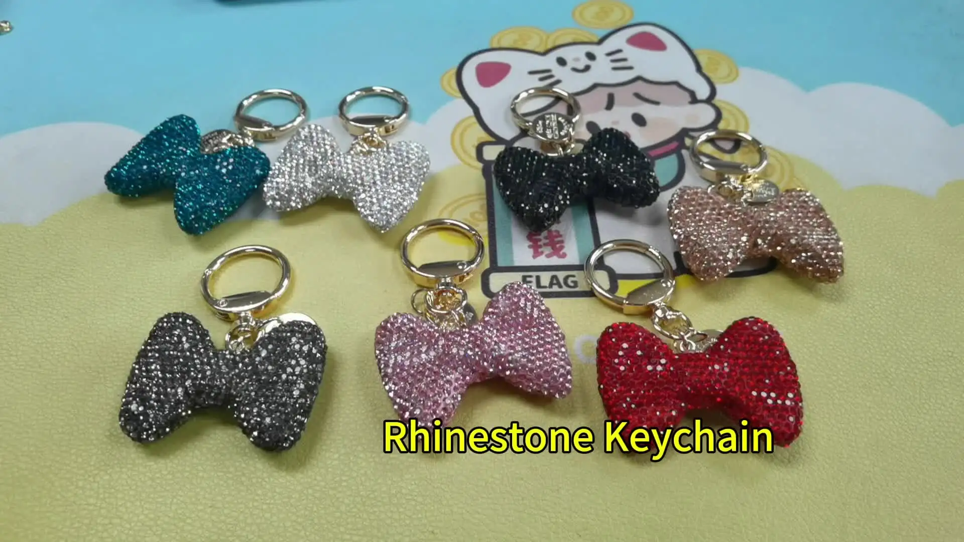Wholesale Metal Full Diamond Bow Bag Key Keychain Minimalist Crystal Rhinestone Car Schoolbag Keychain