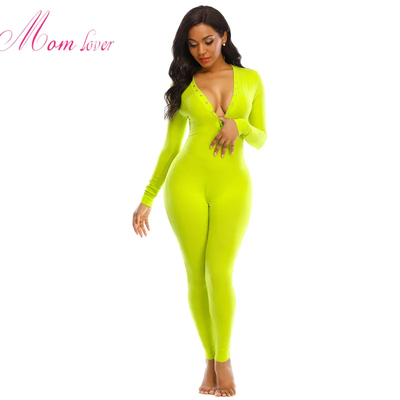 Momlover Custom Logo Plain Color Cotton Long Leg Onesie For Women ...