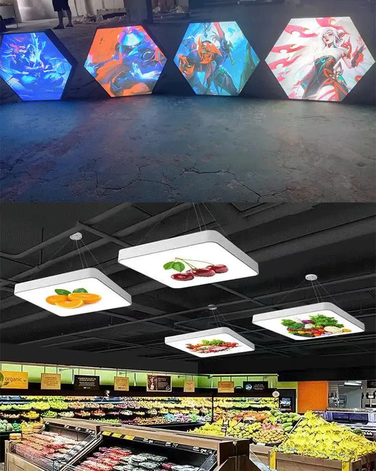 product billiard hall atmosphere light hexagonal logo pattern decorative pendant light gym internet cafe barber shop supermarket light-20