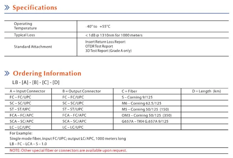Factory Price Otdr Launch Cable Box Fiber Optic Otdr Outdoor Cable