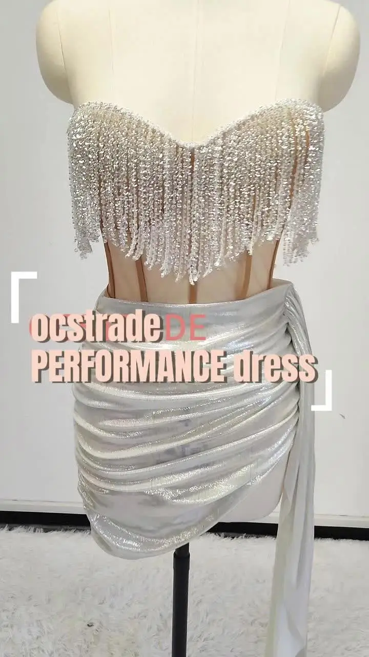 Ocstrade off the Shoulder Corset Sequin Chain Dress Set