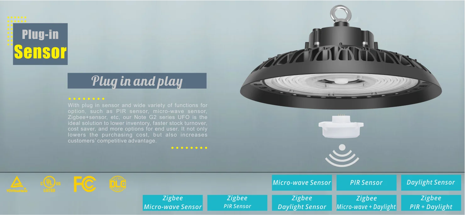 Germany warehouse UFO leds lighting dimmable lights leds plug-in sensor PIR Zigbee led high bay - ANKUX.COM
