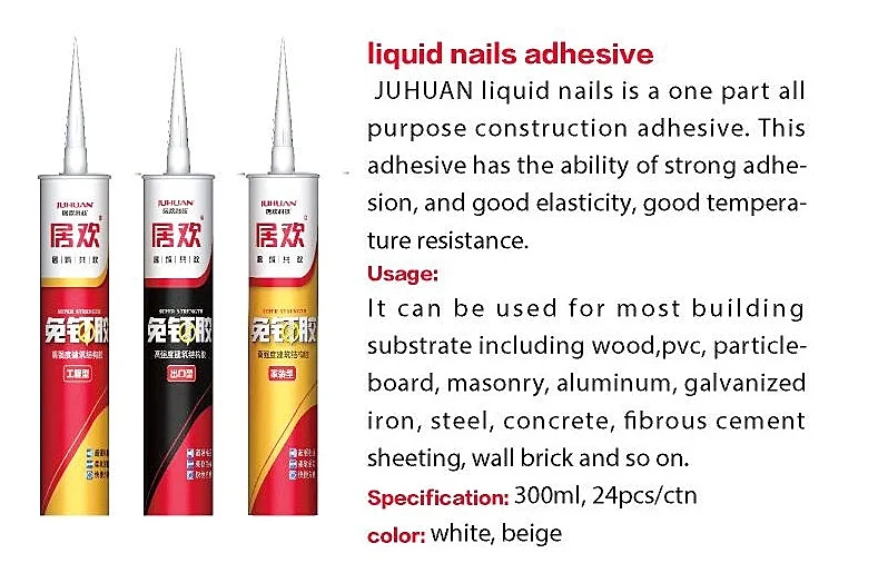 Heavyduty Liquid Nails Construction Adhesive High Pressure Pvc Glue No