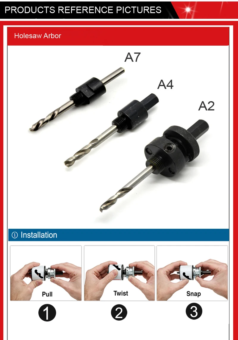 Hole Saw Kit Arbor With Pilot Drill Bits A2,A4 Hole Saw Connector Buy