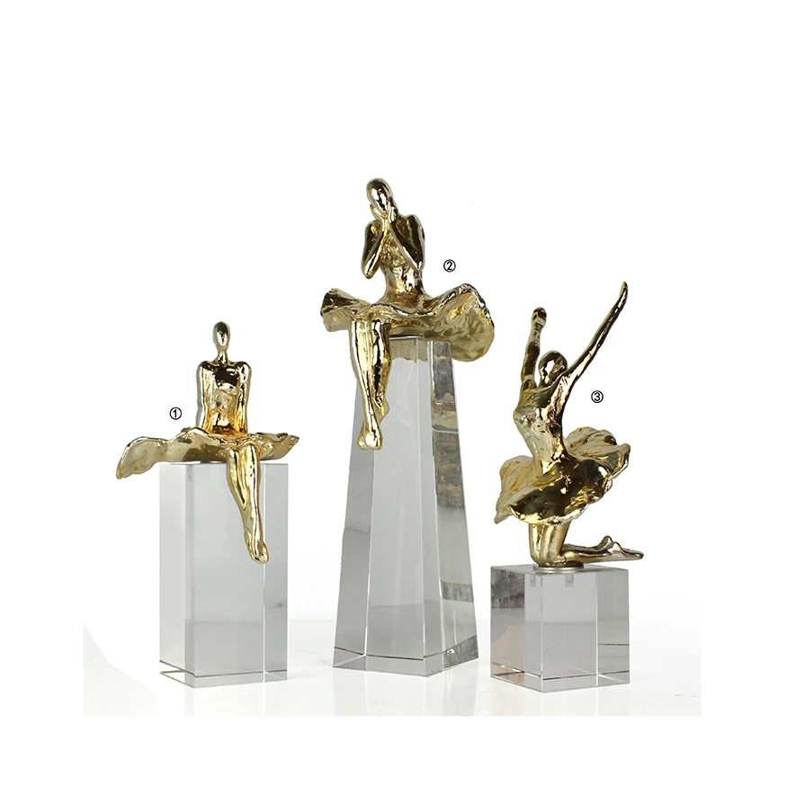 Dancing Girl Sculpture Home Decoration Room Art Design Hotel Accessories Home Crafts Home Decor Wholesale Resin Gold Fashionable supplier