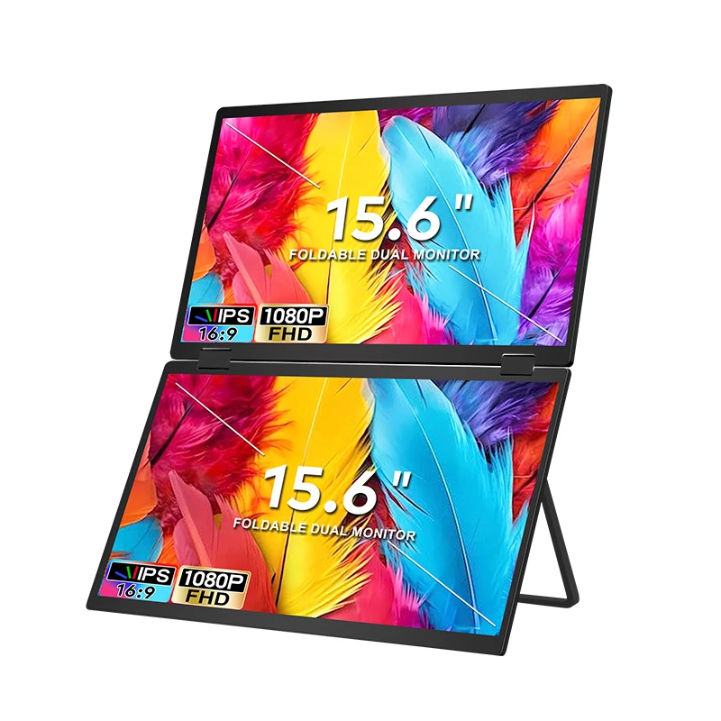Arzopa Z1FC 1080p portable monitor with adjustable kickstand deployed on a wooden desk