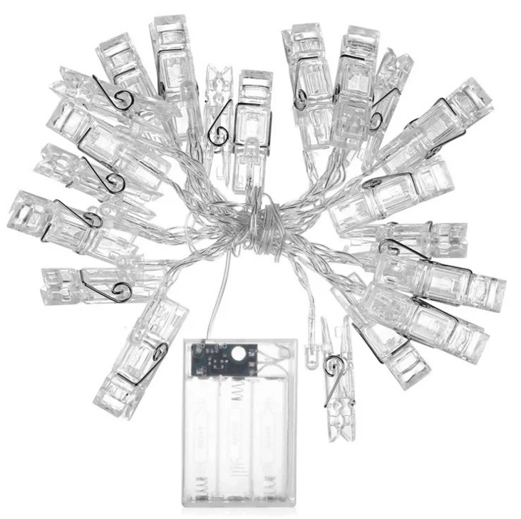 40 LED Photo Clip Peg String Lights Battery Operated Home Party Decor