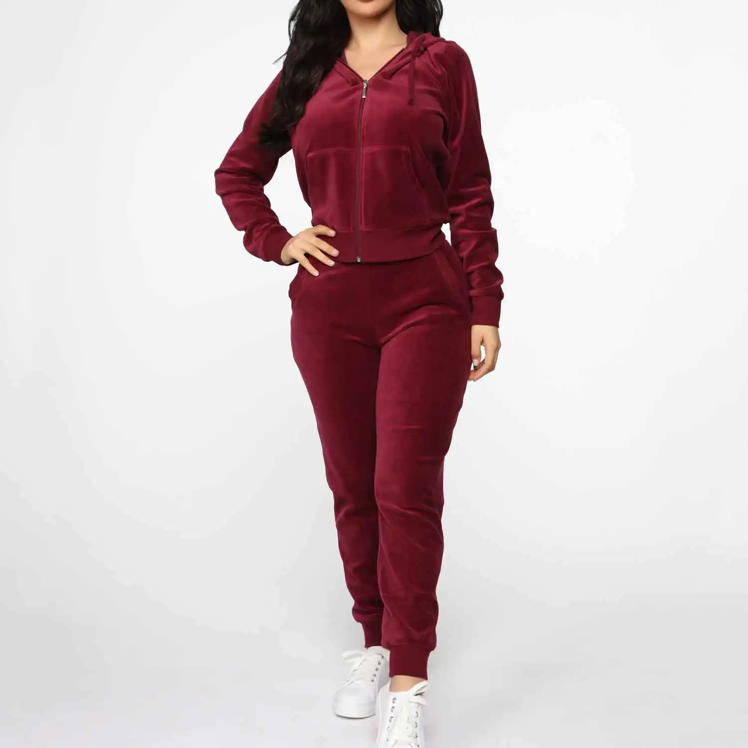 burgundy sweatsuit womens