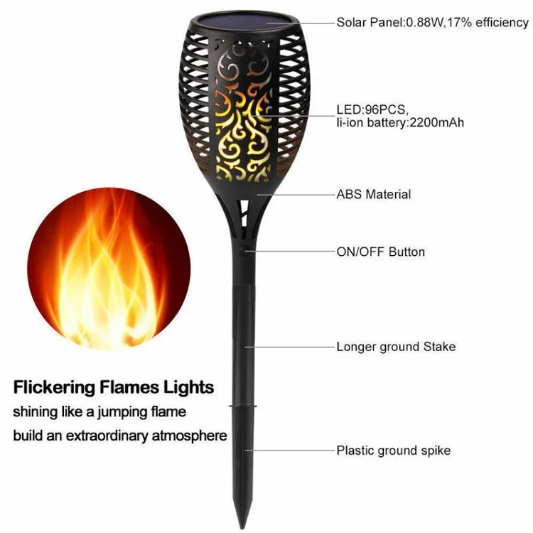 Manufacturer Direct Sale Low Price Decorative Holiday Popular Waterproof IP65 Solar Flickering Flames Light