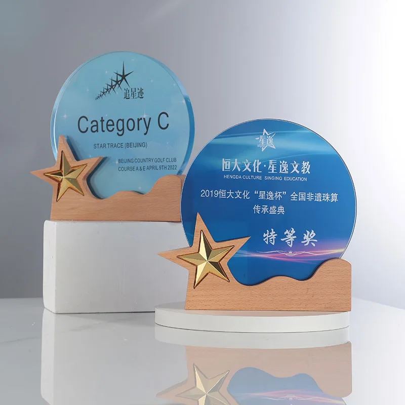 Polished Wooden Base Glass Trophy Feng Shui Etched  Laser 'Love' Company Employee Thank You  Small  Souvenir Gifts factory