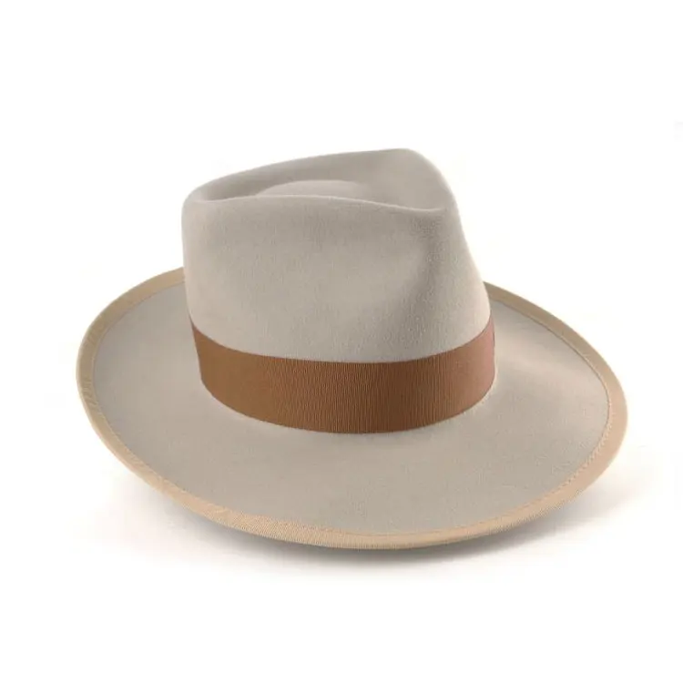 Wholesale fashion 100 % wool in stock wide brim felt fedora hat